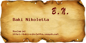 Baki Nikoletta névjegykártya